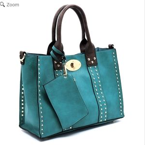 Fashion Studded Twist Lock 2-in-1 Satchel